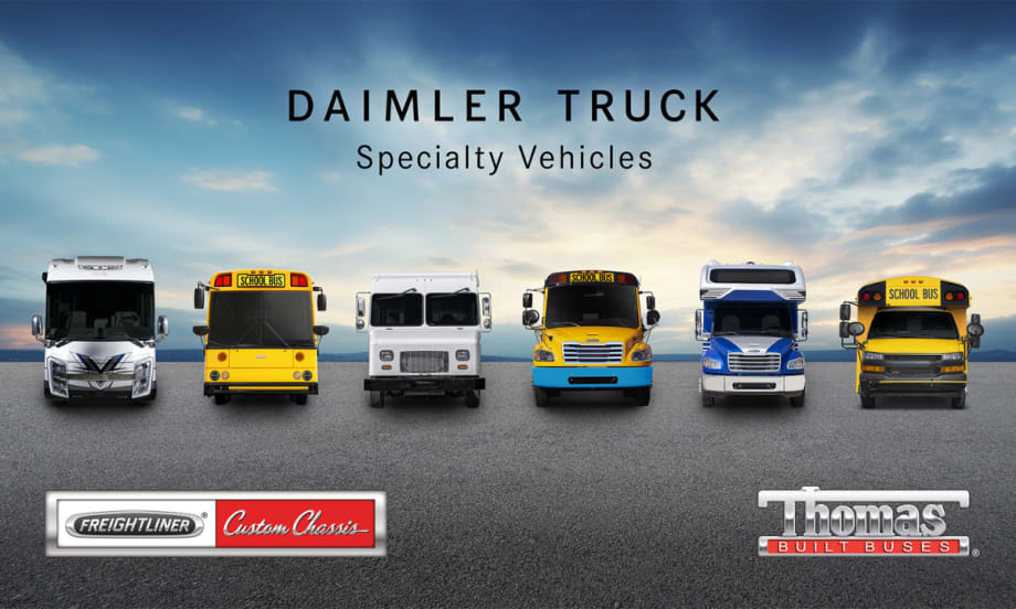 A graphic introducing Daimler Truck Specialty Vehicles.