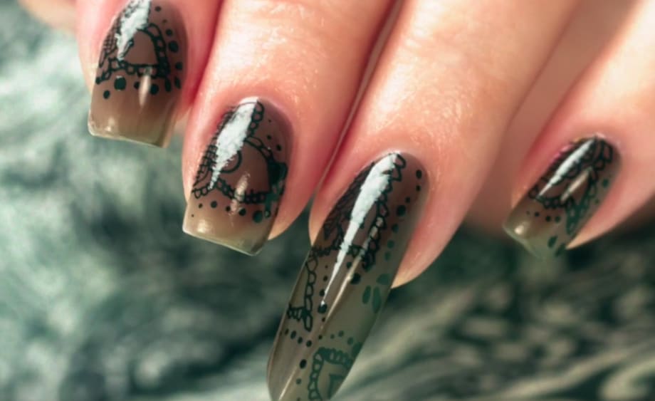 Sheer Black Lace Nail Art