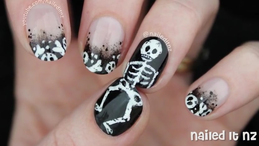 Spooky Skeleton Nails