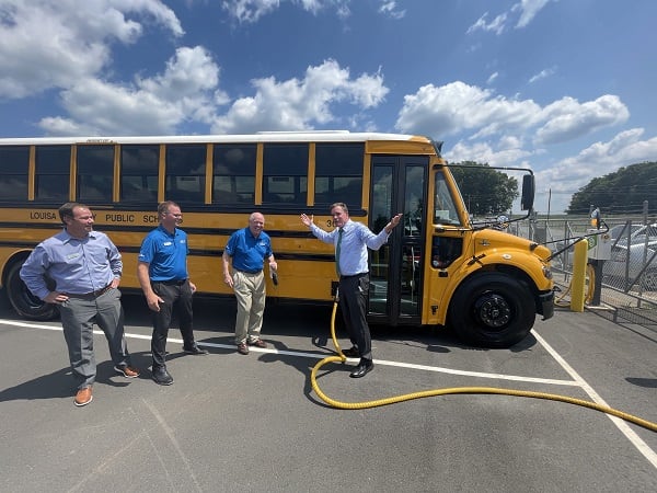 US Senator Visits Virginia School Bus Company to Talk Electric Buses, Infrastructure