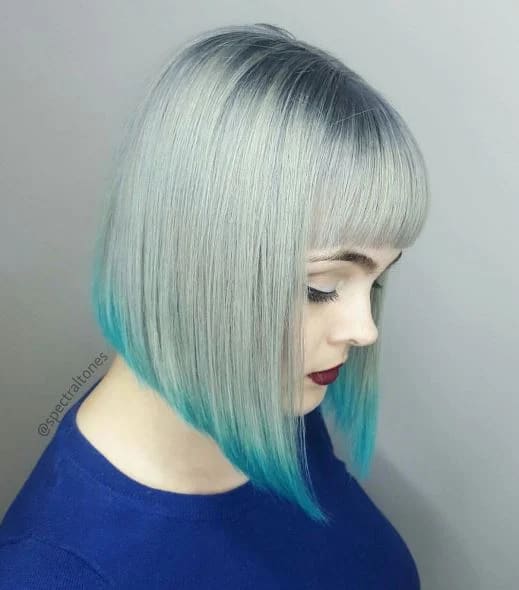 Icy Elegance with Neon Teal Tips