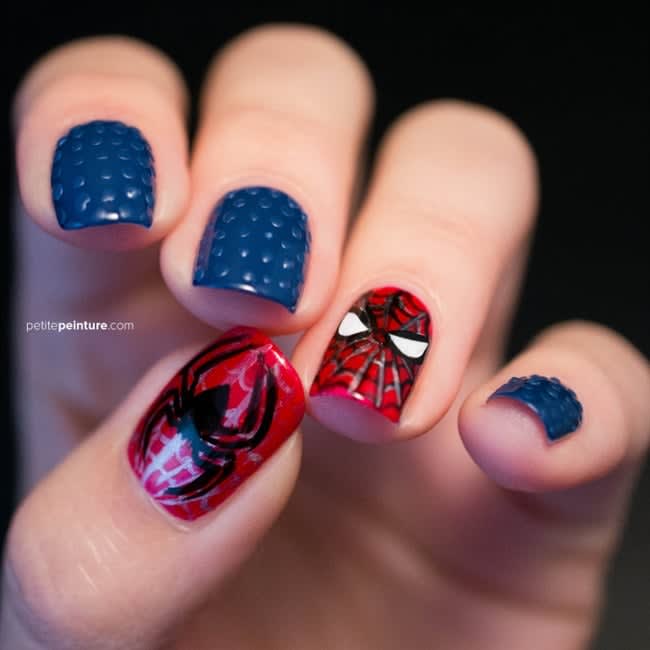 Web-Swinging Spider-Man Nail Art