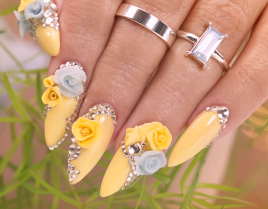 Spring 3-D Acrylic Flowers Nail Tutorial