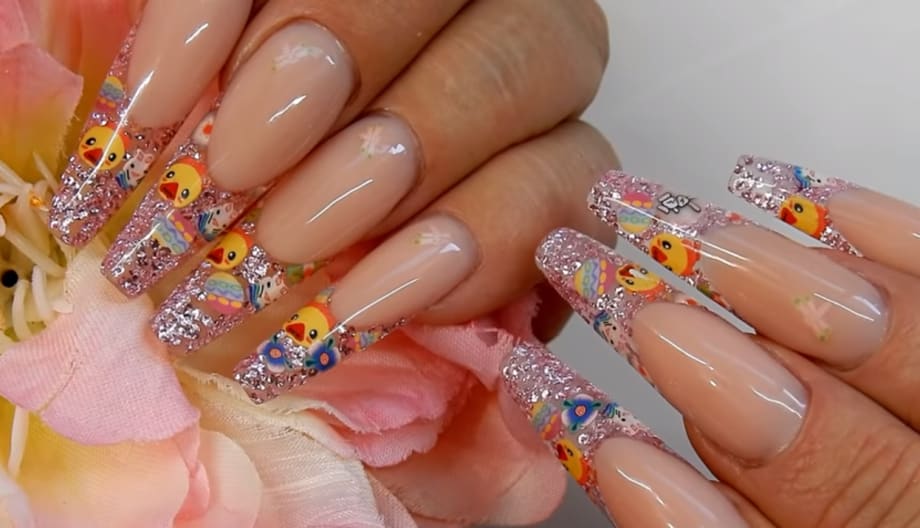 Easter Duckling and Bunny Nail Art Tutorial