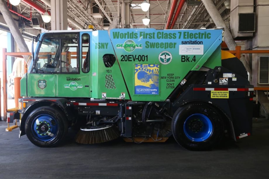 NYC Dept. of Sanitation Unveils Electric Street Sweeper
