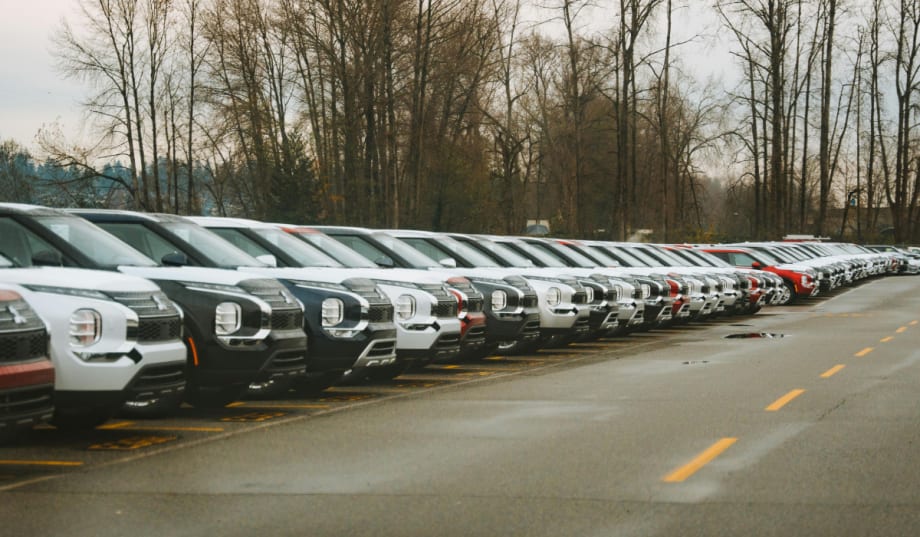 lineup of SUVs outside