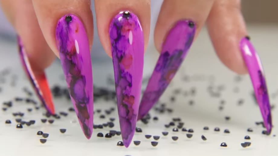 Alcohol Ink and Gem Nail Art Tutorial