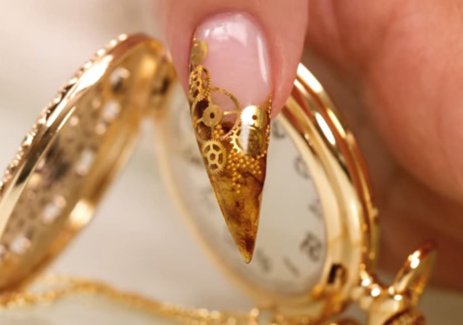 Steampunk Gel Inlay Nails