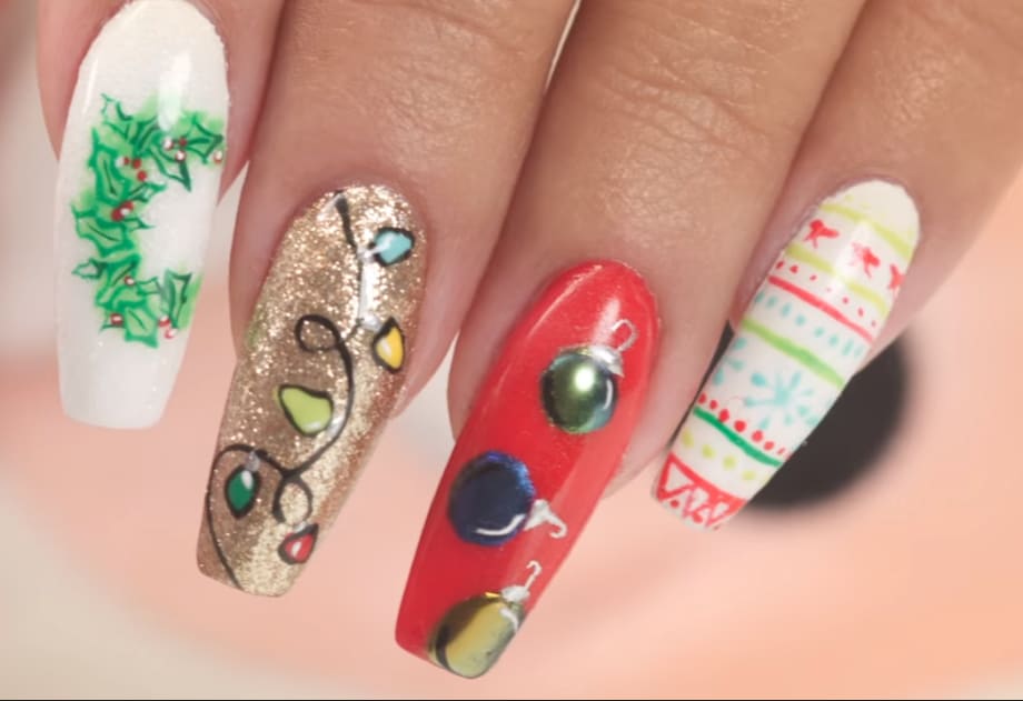 Ugly Christmas Sweater Nail Art