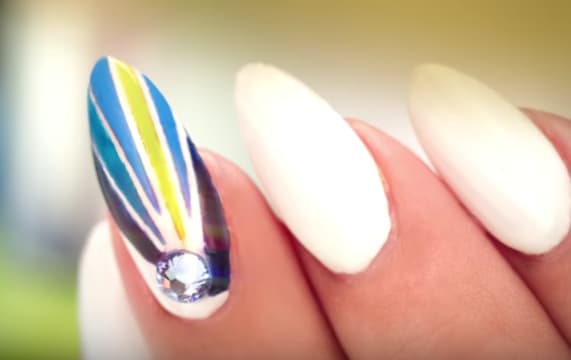 Polish Abstract and Swarovski Gem Nail Art Tutorial