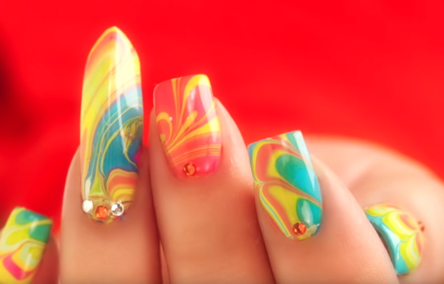 Water Marble Nail Art