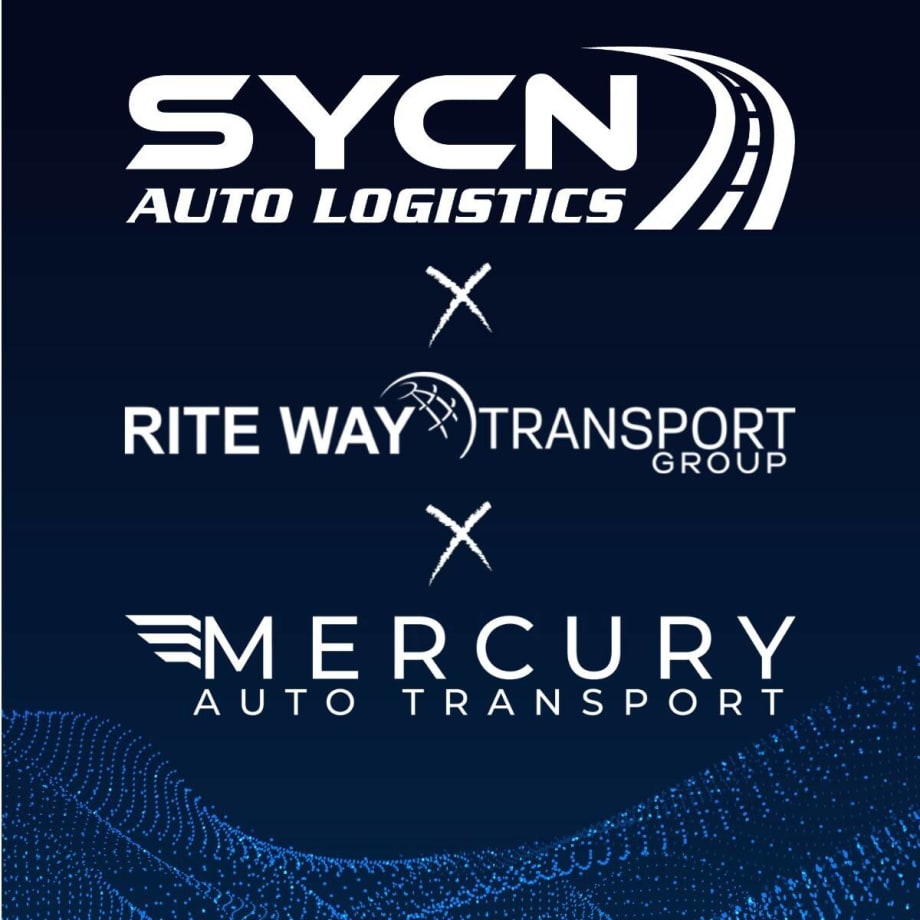 A black and white logo collage of the three merging auto transporters.