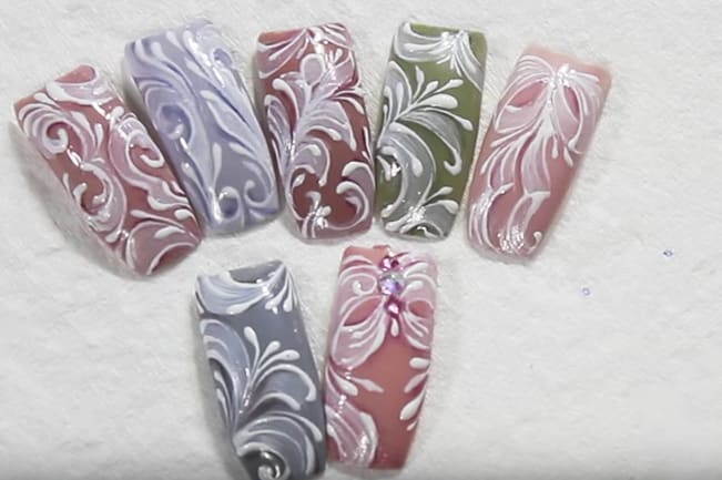 Baroque Touches Brushstrokes Nail Art Demos (Tammy Taylor)