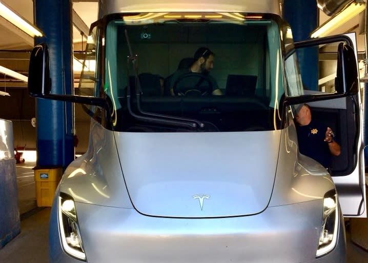 A Tesla Semi Got Popped for a Safety Inspection and Facebook Noticed