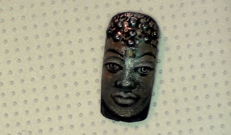 Robin Moses' Blinking Third Eye Buddha LED Light Nail Design