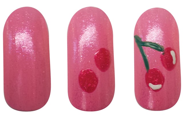Venique Pink Cherry Retro Nails