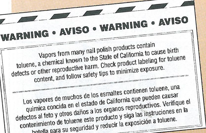 Toluene Exposure Warning Signs Go Up in California
