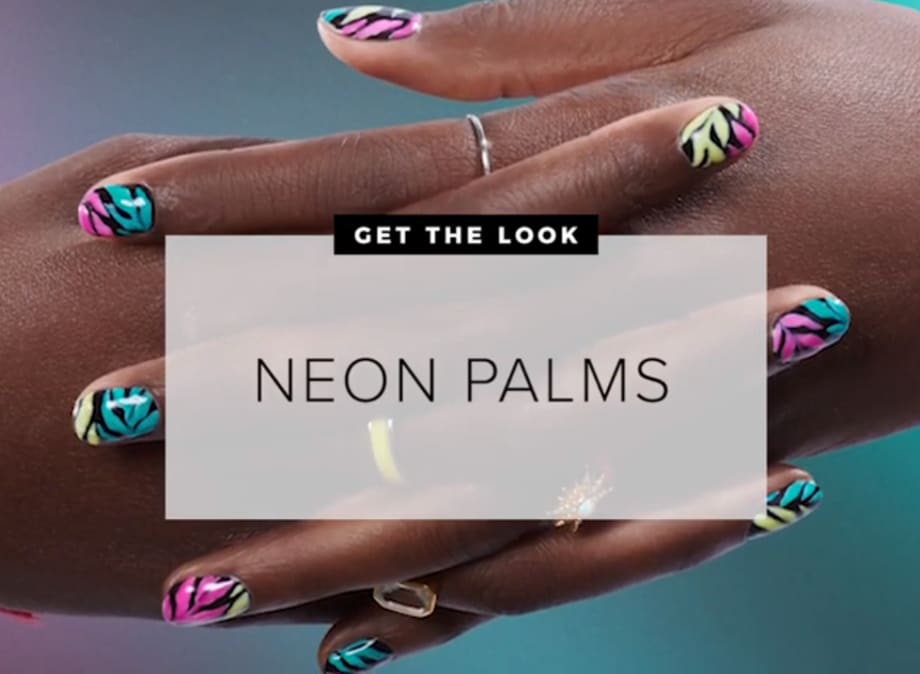 Tropical Summer Leaves Nail Art Tutorial