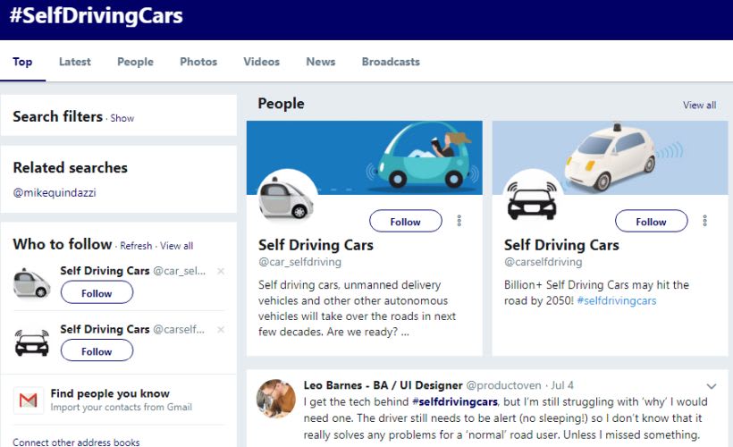 Self-Driving Cars Creating Safety Fears on Twitter