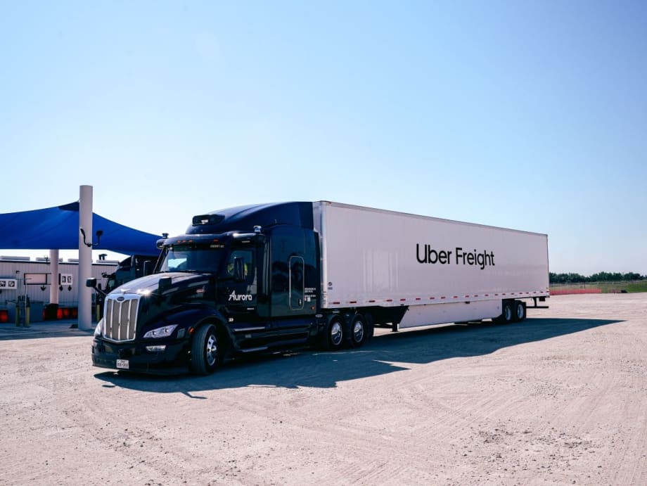 A Peterbilt Model 579 hauling for Uber Freight.