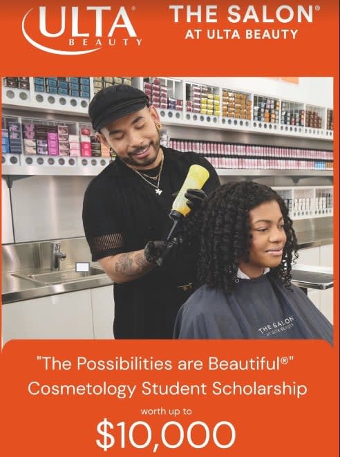 A photo of a hairstylist working on a client in a salon.