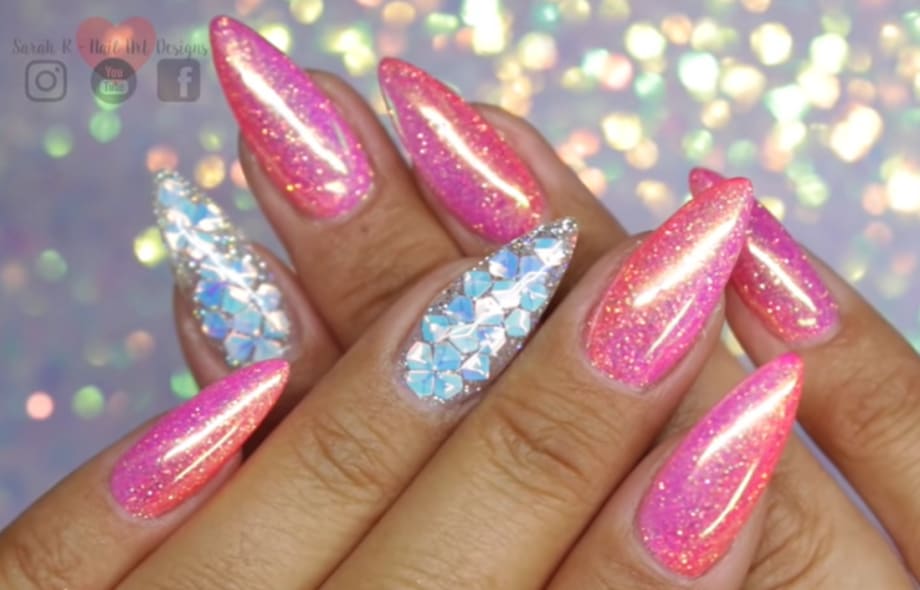 Unicorn Glitter Chrome Nails