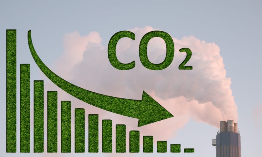 graph of carbon emissions, smokestack.