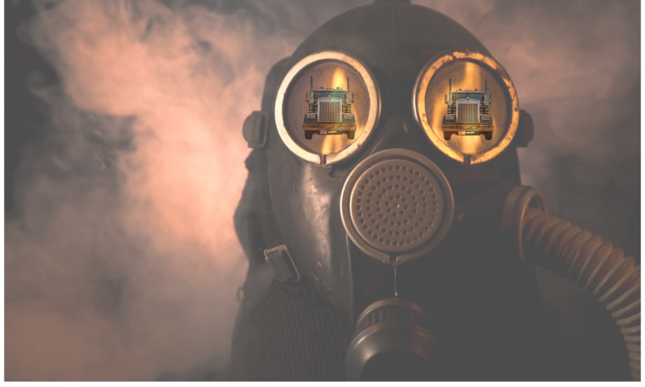 A person in a gas mask.