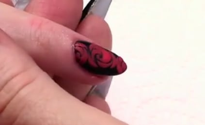 Valentine's Day Rose Nails With A Matte Effect