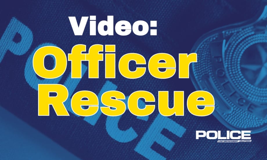 Police magazine video thumbnail for 'Officer Rescue' with blue and yellow design