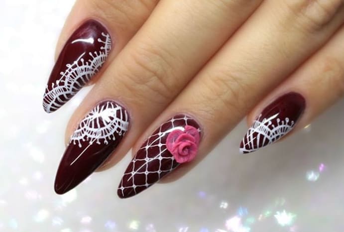 Vintage Lace and 3-D Rose Nail Art