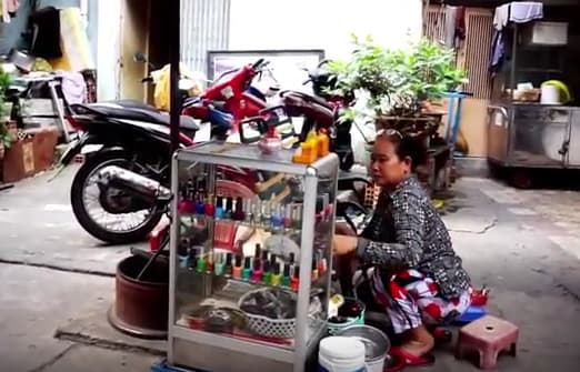 Street-Side Nail Service in Saigon, Vietnam