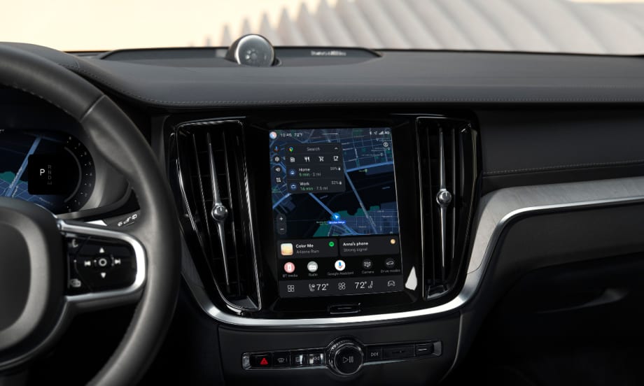 The interior of a Volvo car's infotainment screen.