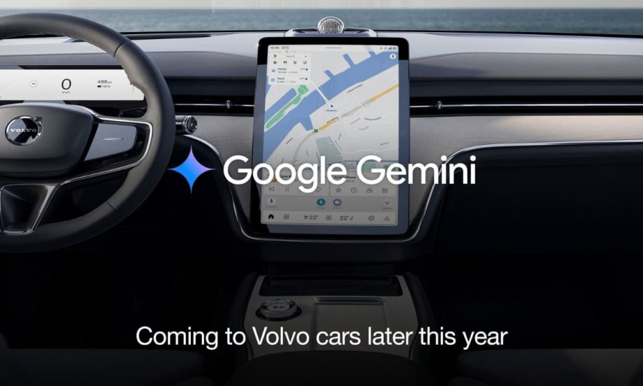 A Volvo EX90 center console with Google Gemini.