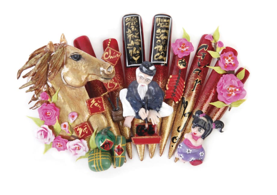 Nail Art Celebrating the Year of the Horse