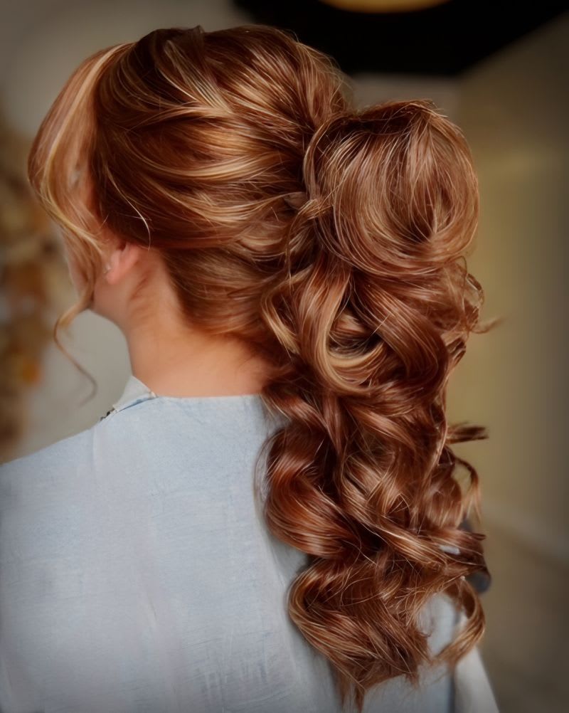 The back view of a high ponytail