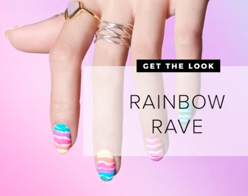 Wavy Striped Rainbow Nail Tutorial