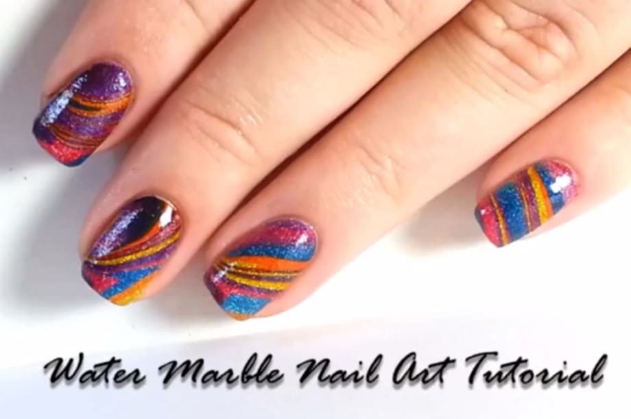 Water Marble Nail Art with Wet Paint Jellies