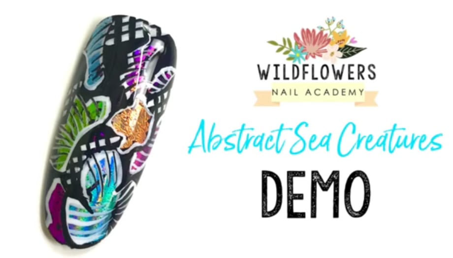 Wildflowers Abstract Sea Creature Nail Art Demo