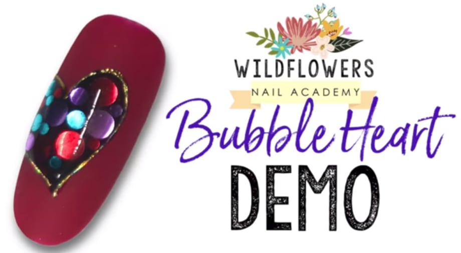 Wildflowers Bubble Heart Nail Art