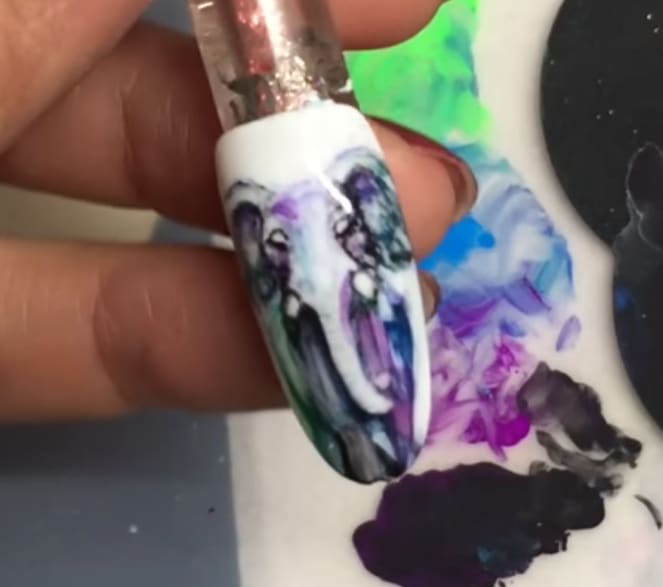 Wildflowers Elephant Ink Nail Art