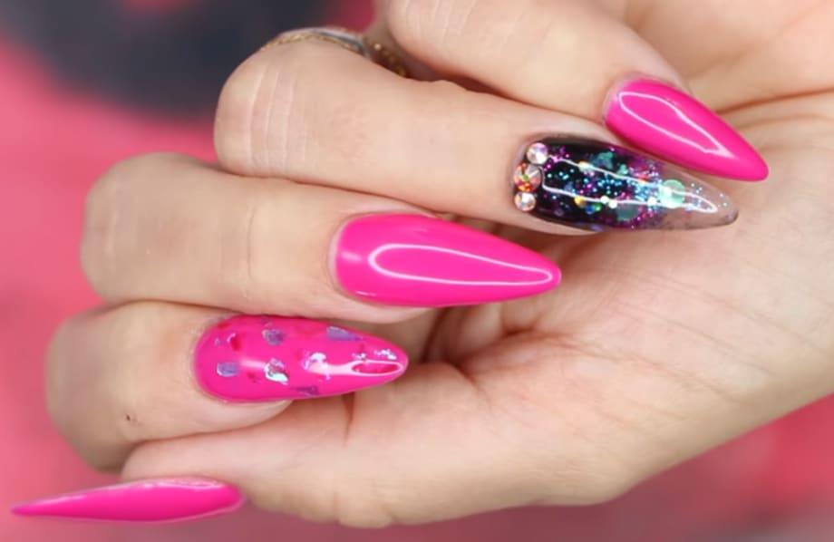 Young Nails Vlog #116: Pink Glitter Rhinestone Nail Art