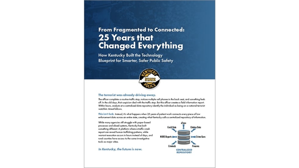 Kentucky State Police technology blueprint document cover with official logo
