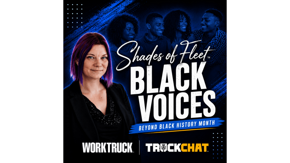 Shades of Fleet go beyond black history month during shades of fleet, work truck, truck chat, on blue blackground with Lauren Fletcher
