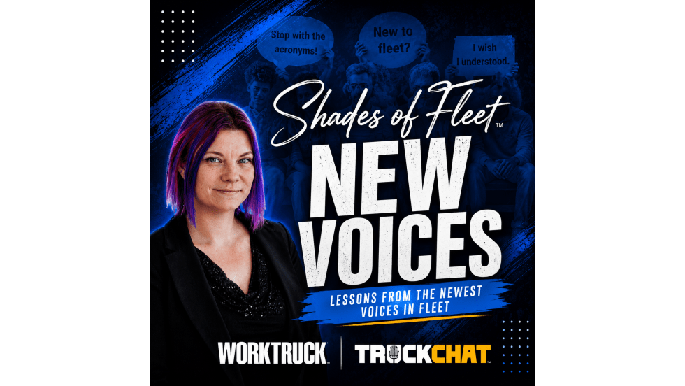 Blue image that says shades of fleet new voices, lessons from the newest voices in fleet with an image of Lauren Fletcher the host