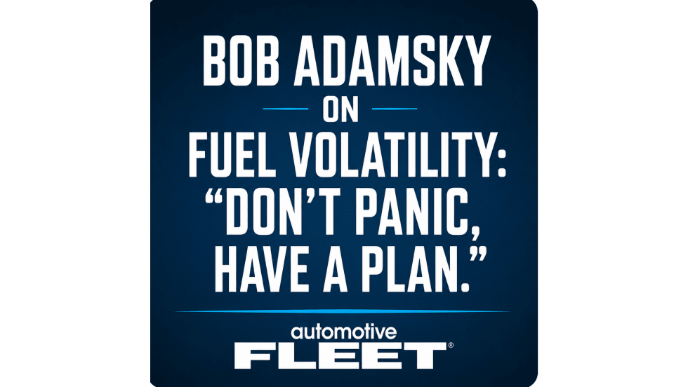 An Automotive Fleet podcast thumbnail on fuel volatility.