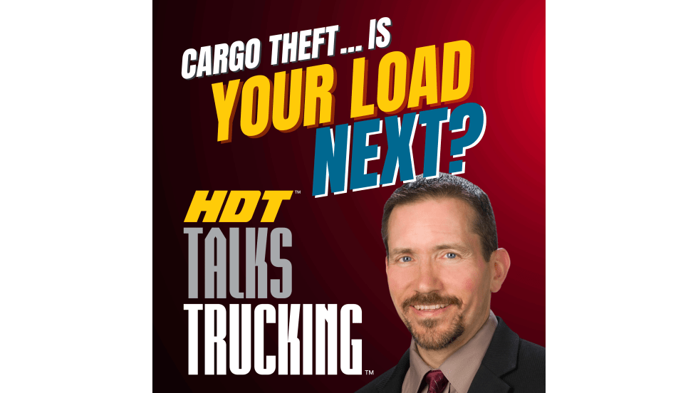 Podcast thumbnail saying "Cargo Theft: Is Your Load Next?"