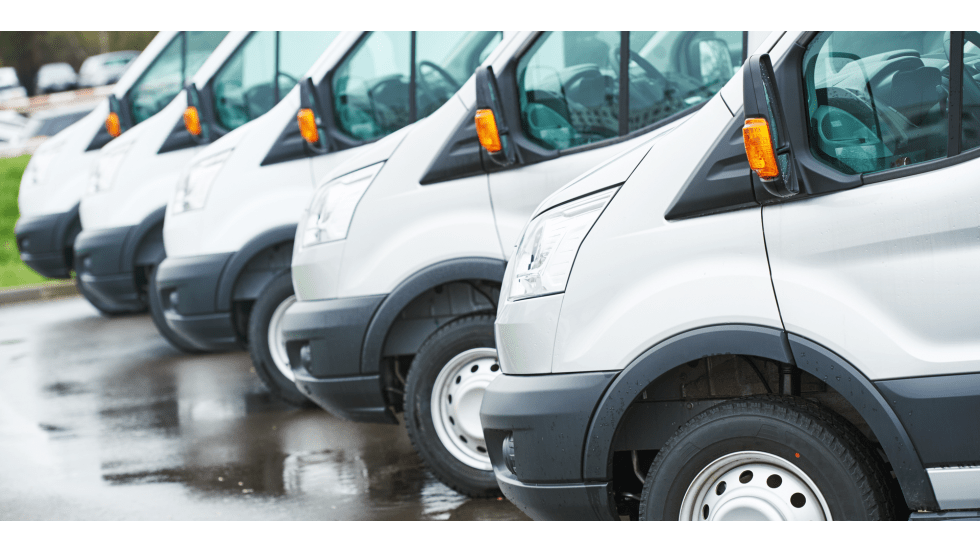 line of cargo vans