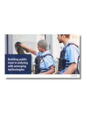 Two police officers in tactical vests, demonstrating emerging law enforcement technology