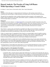 Hazard Analysis: The Practice of Using Cell Phones While Operating a Transit Vehicle